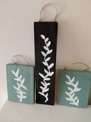 Juego 3 Cuadritos Madera Decorativos