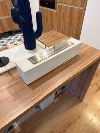 Chimenea de mesa etanol beige/gris piedra