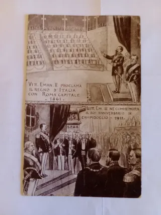 Cartolina Storica Vittorio Emanuele II e III