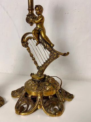 Lámparas de mesa vintage en bronce