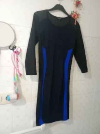 Vestido Morgan Negro y Azul Talla m