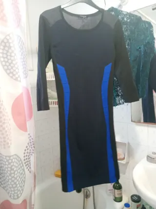Vestido Morgan Negro y Azul Talla m