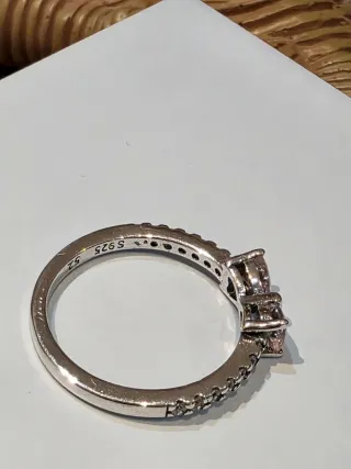 Anillo Plata Ley Lazo Corazones Rosa Talla 16