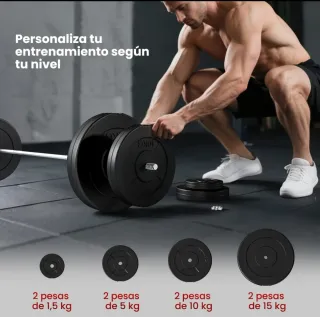 Barra y discos de pesas 70kg