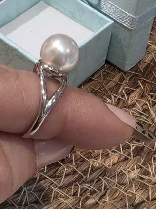 Anillo Plata Perla Ajustable