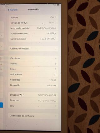 Apple iPad A1893 Blanco