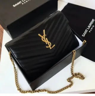 Bolso Saint Laurent Negro y Dorado Nuevo