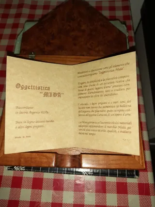 Portabiglietti legno e argento 925%