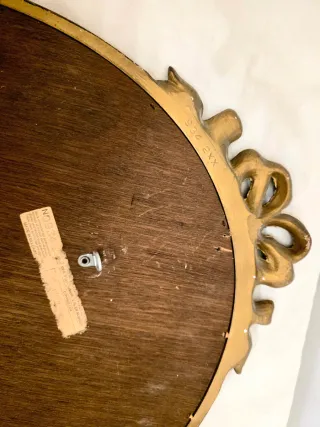 Espejo Ovalado Antiguo Dorado Biselado, Belga.