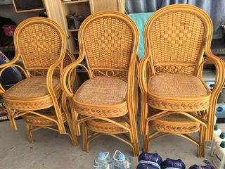 Sillas de mimbre con reposabrazos (6 unidades)