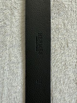 Cinturón Hermès Negro Hebilla H Negra Naranja