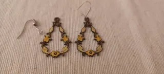 Orecchini vintage goccia fiori placcati oro