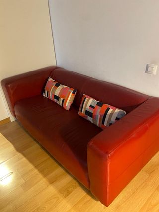 Sofá Chester Piel Rojo y Multicolor