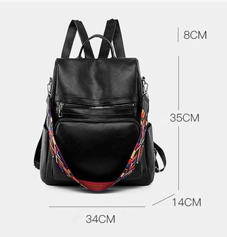 Mochila Mujer Marrón con Tira Multicolor