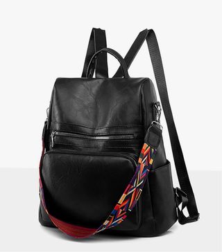 Mochila Mujer Marrón con Tira Multicolor