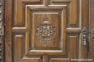 Librería Despacho escudo Sevilla tallado Siglo XIX