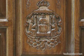 Librería Despacho escudo Sevilla tallado Siglo XIX