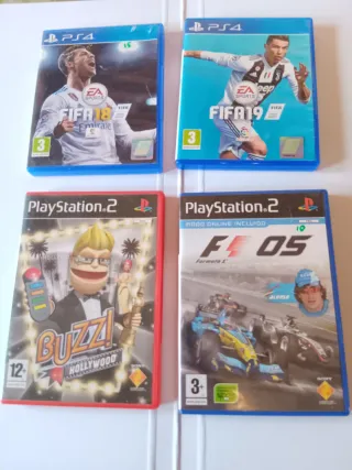 4 Juegos PS2 y PS4: FIFA 18, FIFA 19, Buzz, F1 05