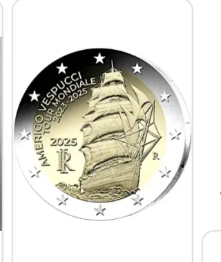 2 euros Italia 2025. Amerigo Vespucci