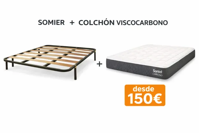 Somier + Colchón Viscocarbono Base tapizada