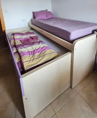 Cama nido madera 90cm con cajonera