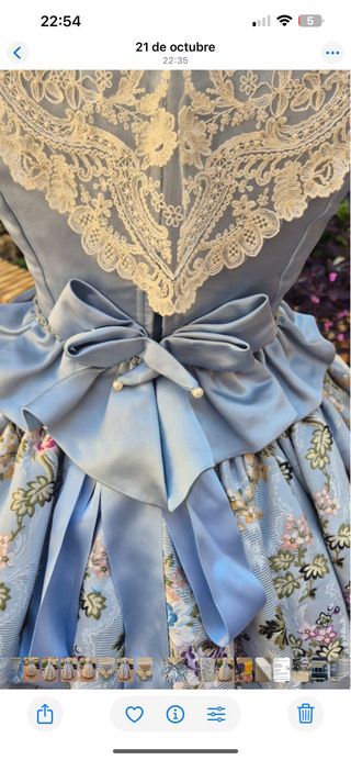 Traje de Fallera Seda Azul y Dorado