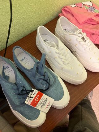 Zapatillas Zara Azul y Blanco Talla 37