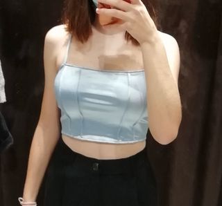 Top satén azul bebé