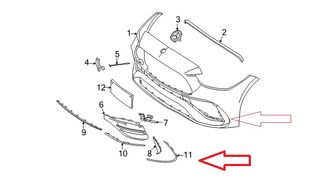 Moldura Lateral Izq Rejilla Mercedes A2068854702