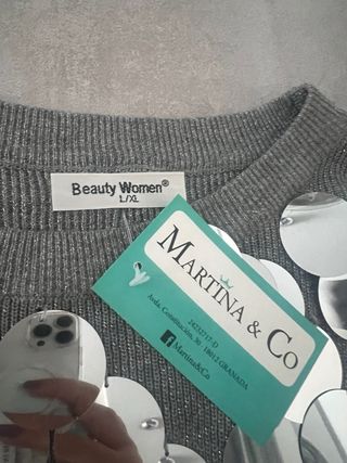 Jersey gris lentejuelas XL