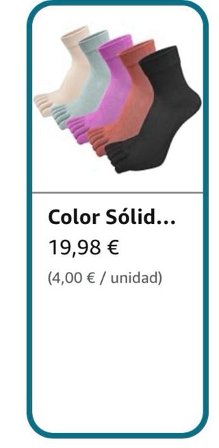 Pack 5 Calcetines Dedos Colores barefoot 36-41