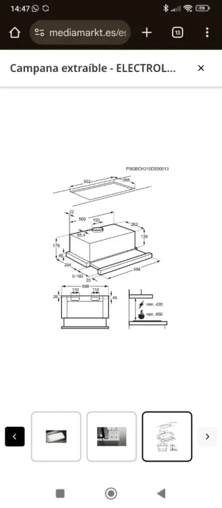 Campana extractora Electrolux a estrenar