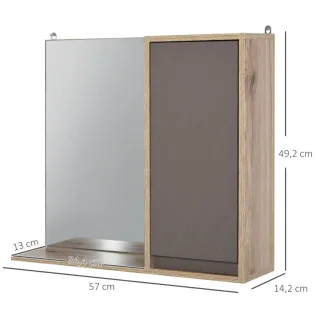 Armario baño con espejo madera y cristal