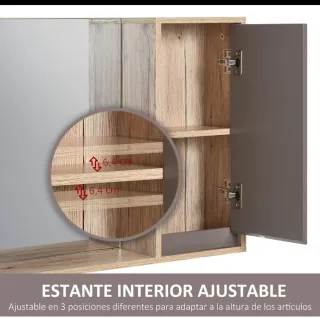 Armario baño con espejo madera y cristal