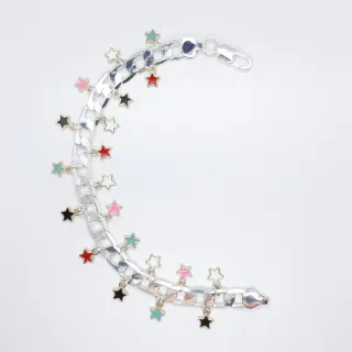 Bracciale artigianale catena argentato charm stell