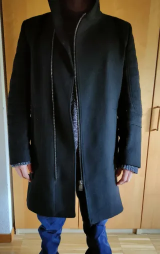 Abrigo Lana Negro Zara Hombre Talla XL