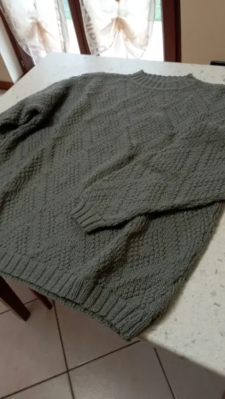 Maglione uomo lavorato a mano XL verde oliva