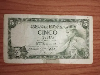 Billetes antiguos pesetas 5, 25, 50, 100