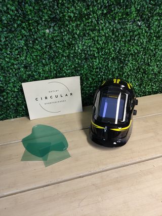 Casco de soldadura negro y amarillo