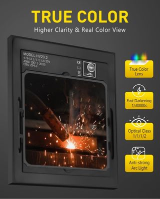 Casco de soldadura negro y amarillo