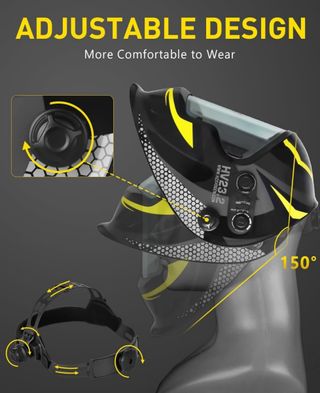 Casco de soldadura negro y amarillo