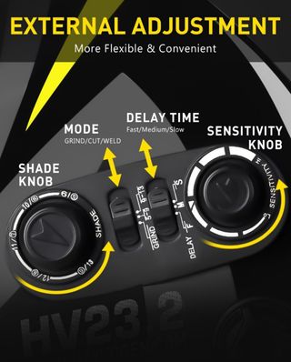 Casco de soldadura negro y amarillo