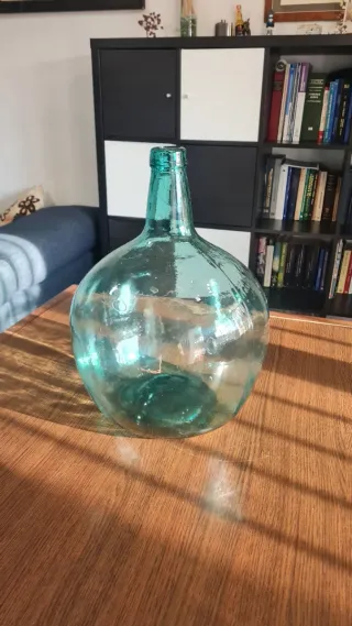 Damajuana vidrio turquesa soplado 16L vintage