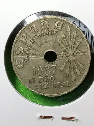 Moneda 25 cts DE 1937
