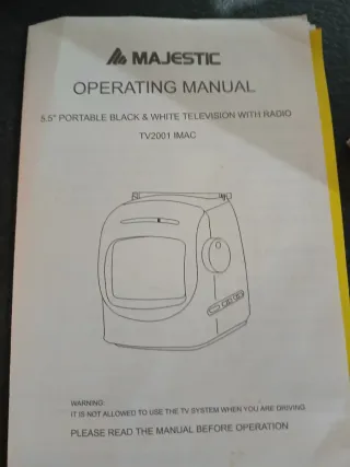 TV Portatile Majestic Bianco e Nero con Radio AM/F