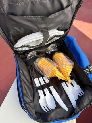Manta y mochila picnic cuadros