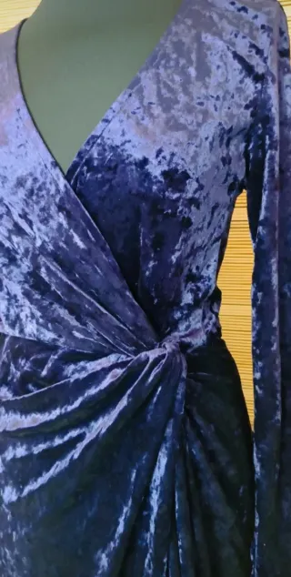 Vestido Terciopelo Mango berenjena Talla S