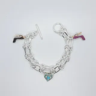 Bracciale artigianale catena argentato charm cuore