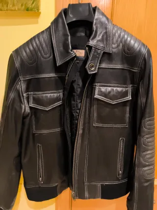 Cazadora de cuero Jack Jones Negra