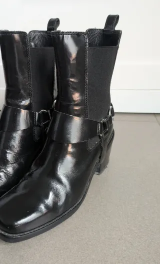 Botines Biker Piel Negro